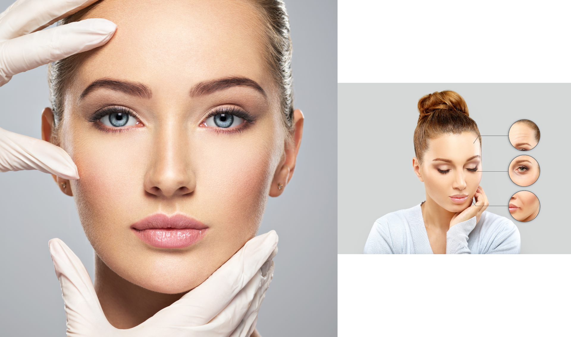 Frau mit schönen Gesicht und Frau mit Zonen für Ästhetik Behandlung - Foto Shutterstock